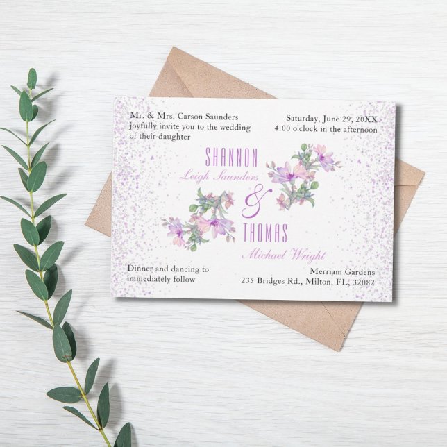 Convite de Casamento Floral Bonito (Criador carregado)