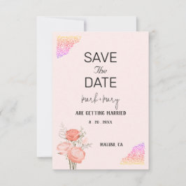 Convite de Casamento Floral Borda Coração Rosa