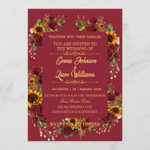 Convite de Casamento Floral Borgonha