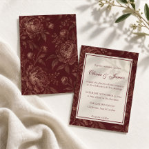 Convite de Casamento Floral Borgonha