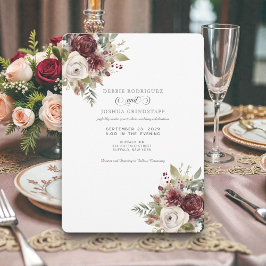 Convite de Casamento Floral Borgonha Aquarela