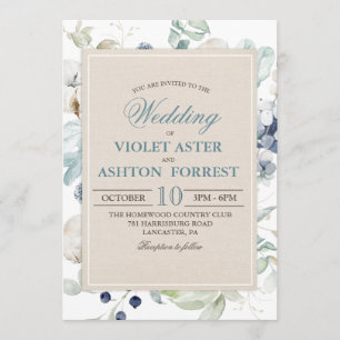 Convite de Casamento Floral Botânico de Inverno