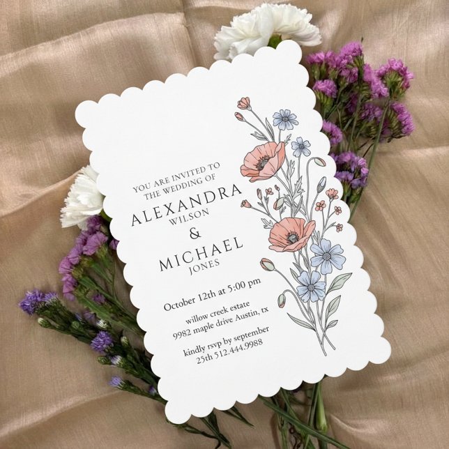 Convite de Casamento Floral Botânico Elegante (Classic elegant botanical floral wedding design)