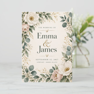Convite de Casamento Floral Botânico Elegante | Sa