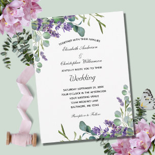 Convite de Casamento Floral Botânico Lavanda Eucal
