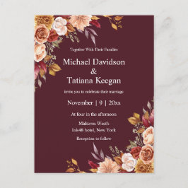 Convite de Casamento Floral Botânico Outono Temper