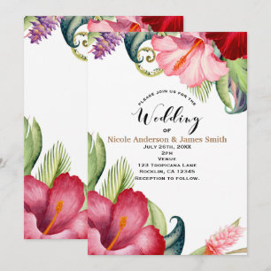 Convite de Casamento Floral Botânico Tropical Aloh