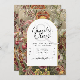Convite de Casamento Floral Botânico Vintage Borde