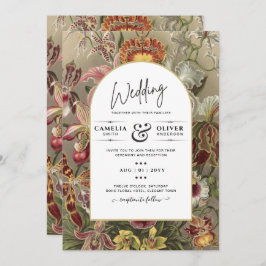Convite de Casamento Floral Botânico Vintage Borde