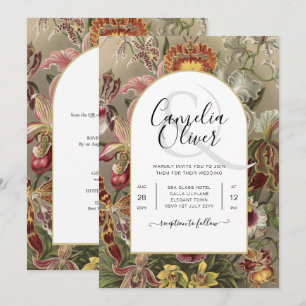 Convite de Casamento Floral Botânico Vintage Borgo
