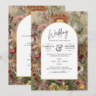 Convite de Casamento Floral Botânico Vintage Borgo