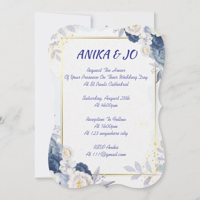convite de casamento floral branco (Frente)