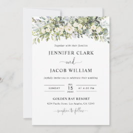 Convite de Casamento Floral Branco