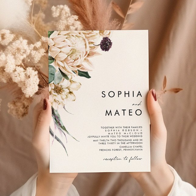 Convite de Casamento Floral Branco (Criador carregado)