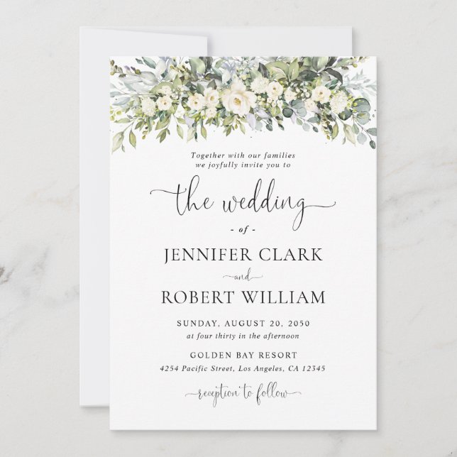 Convite de Casamento Floral Branco (Frente)