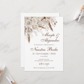 Convite de Casamento Floral Branco Elegante
