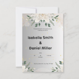 Convite de Casamento Floral Branco Elegante