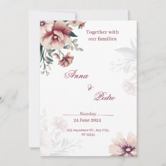 Convite de Casamento Floral Branco Elegante
