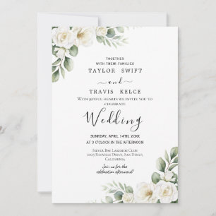 Convite de Casamento Floral Branco Elegante