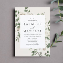 Convite de Casamento Floral Branco Elegante