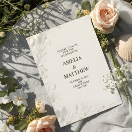 Convite de Casamento Floral Branco Minimalista Mod