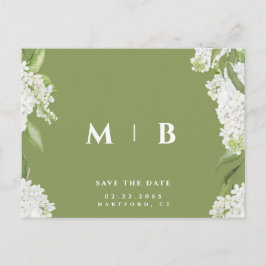 Convite de casamento Floral Branco Musgo Verde Sal