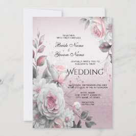 Convite de Casamento Floral Branco Rosa