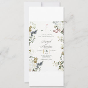 Convite de Casamento Floral Branco - Salvar a Data