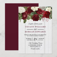 Convite de casamento Floral Branco Vermelho de Mar