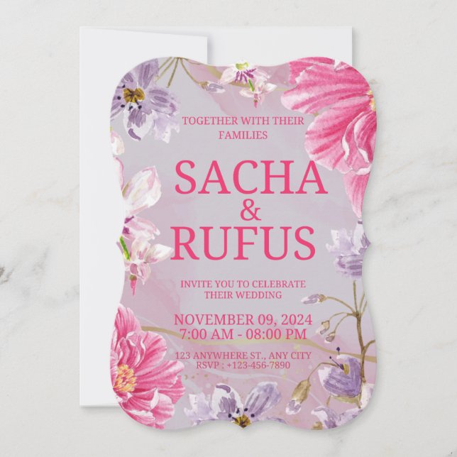 Convite De Casamento Floral Bright (Frente)