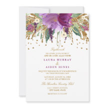 Convite de Casamento Floral Brilhante Amethyst