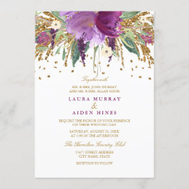 Convite de Casamento Floral Brilhante Amethyst
