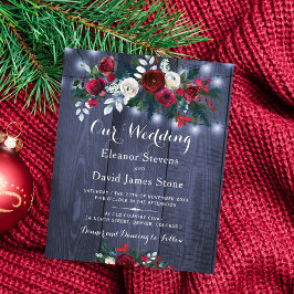 Convite de casamento floral burgundy de inverno ec