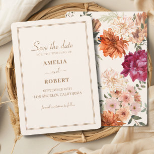 Convite de casamento floral burgundy marfim para s