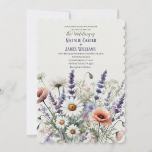 Convite de Casamento Floral Camomila Selvagem