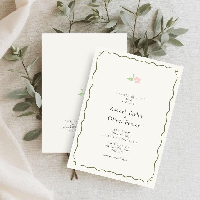 Convite de Casamento Floral Caprichoso em Marfim (Criador carregado)
