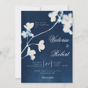 Convite de Casamento Floral Cayanotype Sun Print