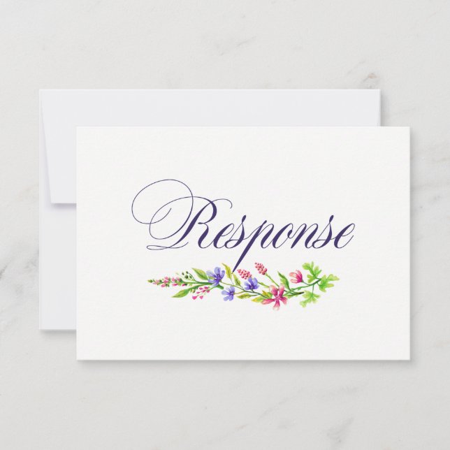 Convite de Casamento Floral Chic - Resposta/RSVP (Frente)