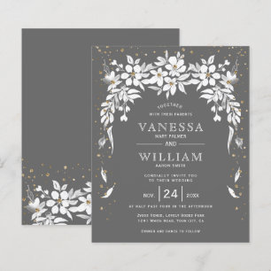 convite de casamento floral cinza ORÇAMENTO       
