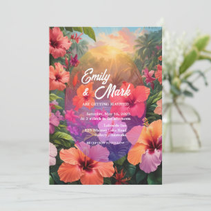 Convite de casamento Floral Colorido Moderno Moody