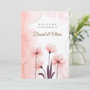 Convite de Casamento Floral com Aquarela Rosa Clar
