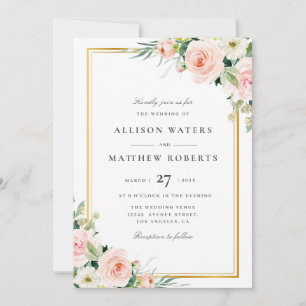 convite de casamento floral com belo rubor