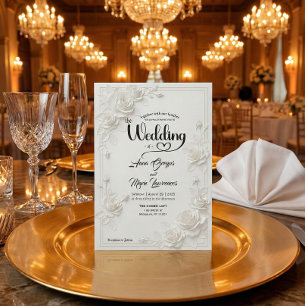 Convite de Casamento Floral com Borda de Rosa Bran