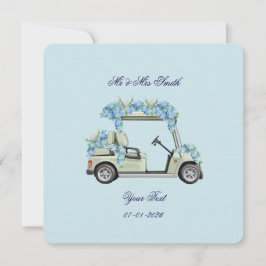Convite de Casamento Floral com Carrinho de Golfe