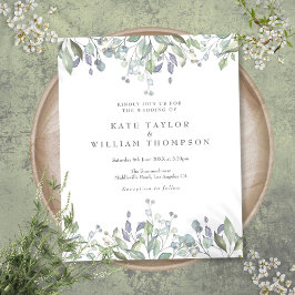 Convite de Casamento Floral com Folhagem Lilás Orç