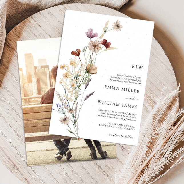 Convite de Casamento Floral com Foto (Criador carregado)