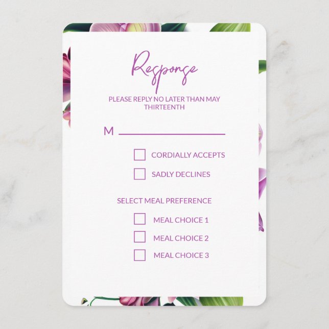 Convite de casamento floral com foto para salvar a (Verso)