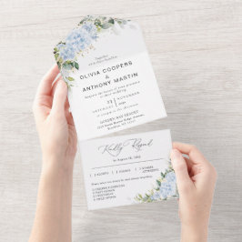 Convite de Casamento Floral com Hortênsia Azul Tud
