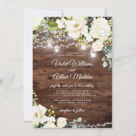 Convite de Casamento Floral com Luzes de Corda Rús