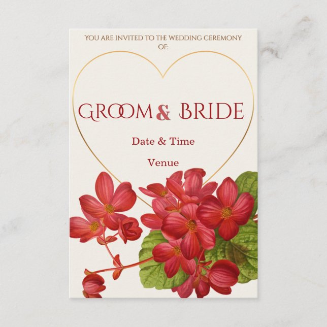 Convite de Casamento Floral com Moldura Romântica  (Frente)